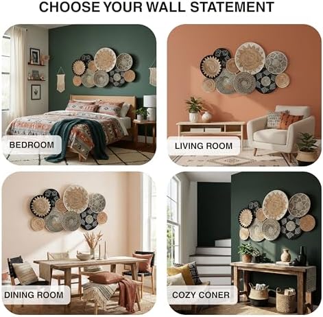 Woven Basket Wall Decor Set of 10, Decorative Wall Plates - Image 2