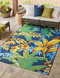 Unique Loom Outdoor Botanical Collection Area Rug - Calypso (10' x 14' 1" Rectangle, Multi/ Light Blue) by UniqueLoom