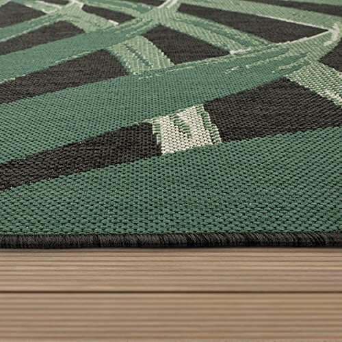 Paco Home Tropical Outdoor Rug Palm Tree & Jungle Design Flatweave in Black Green, Size: 5'3" x 7'7" - Image 3