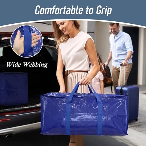 12 Pack Extra Heavy Duty Large Moving Bags with Strong Zipper, Blue - Image 6