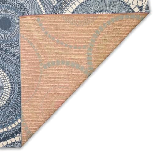 Liora Manne Marina Indoor/Outdoor Power Loomed Synthetic Blend Low Profile Area Rug - Transitional Geometric Casual Medallion Colorful (Circles Delft) (6'6" x 9'4") - Image 5