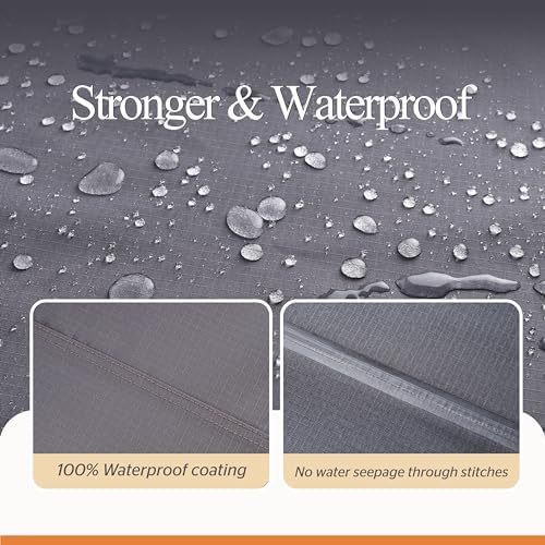 WJ-X3 Large Ripstop Patio Furniture Cover, 110" D x 31" H, Waterproof, Grey - Image 5