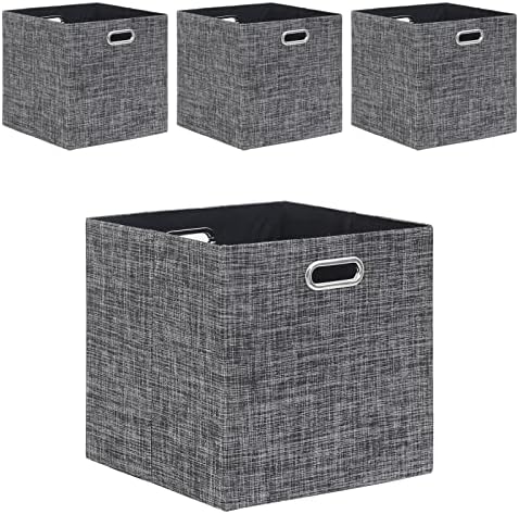 13x13x13 Inch Foldable Cube Storage Bins with Metal Handles, 4 Pack by Fboxac