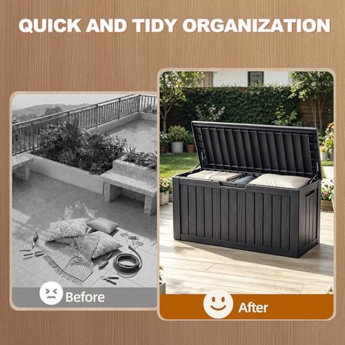 EFU Outdoor Storage Box 140 Gallon Deck Box, Waterproof Resin, Black - Image 5