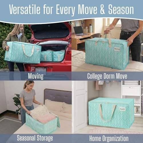 VENO 10 Pack Extra Large Heavy Duty Moving Bags with Wide Opening & Reinforced Handles, Reusable Storage Tote Bags with Strong Zippers for Clothes, College Dorm Essentials & Moving Supplies - Image 6