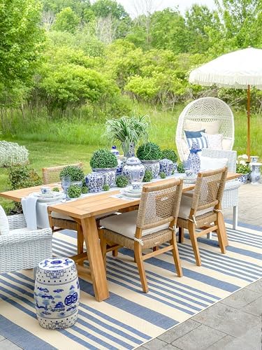 SAFAVIEH Courtyard Outdoor Square Rug 7'10", Beige & Blue CY6062-233 - Image 3