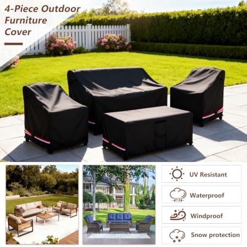 Waterproof Outdoor Patio Furniture Covers 4 Piece Set,XXL-Large,Black - Image 4
