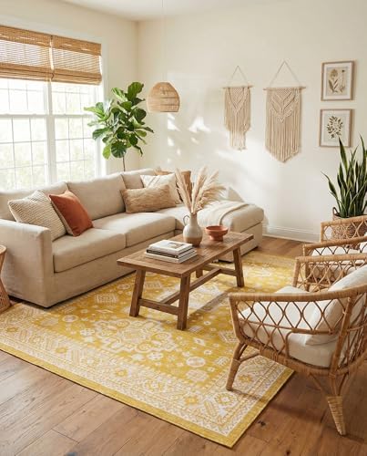 Rugs.com - Outdoor Aztec Rug – 7' 10 x 11' Yellow Indoor/Outdoor Rug – Weather-Resistant Flatweave Area Rug for Patios, Decks, and Porches - Image 4