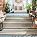 SAFAVIEH Courtyard Collection CY6062 Stripe Indoor/ Outdoor Non-Shedding Easy--Cleaning Patio Backyard Porch Deck Mudroom Area--Rug, 5'3" x 5'3" Square, Grey / Bone by Unknown