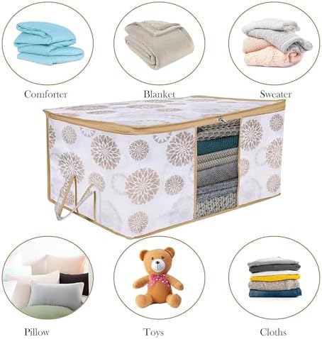 Kuber Industries (Pack of 24) Underbed Storage Bag | Gola Printed | Large Blanket Organizer | Clothing Storage Bag | Clear Window & Handle Storage Bag | Kambal Storage Bag | White - Image 6