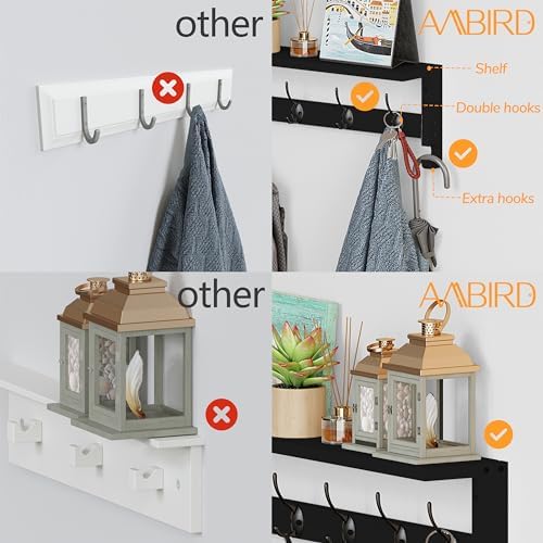 AMBIRD Coat Rack Wall Mount with Shelf, 28.9 Inches Coat Hooks Wall Mounted with 5 Hooks, Hat Wall Hooks for Hanging in Entryway, Living Room, Bathroom, Bedroom (Black, 28.9 * 4.5 inches) - Image 7
