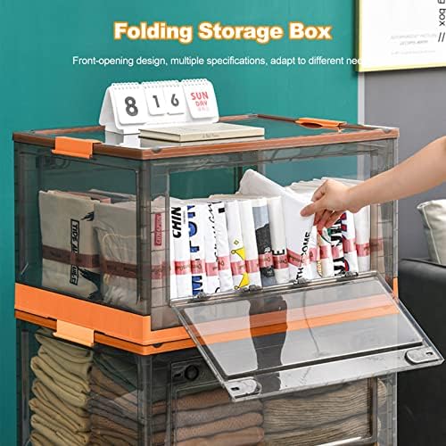 Ergocar Foldable Storage Boxes, Large Plastic Storage Boxes with Lid, Stackable Organiser, Wardrobe Storage Organiser, Grocery Storage, for Bedroom, Wardrobe, Office, Garage - Image 2
