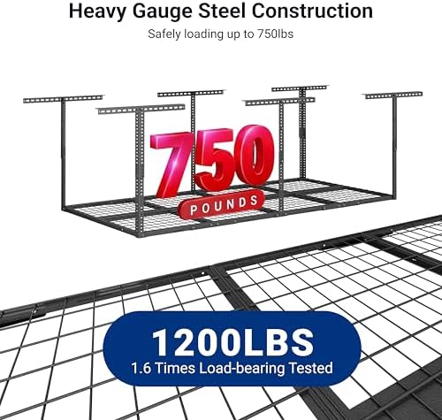 FLEXIMOUNTS 3x8 Overhead Garage Ceiling Storage Rack, 2 Pack, Hammertone - Image 5