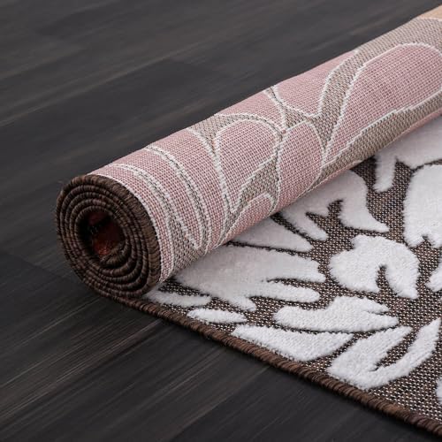 Luul Home Floral Indoor Outdoor Rugs 5x7 Large Area Rug for Living Room, Patio Decor, Kitchen, and Entryway Rug, Washable Stain Resistant Outside Carpet Brown 5 x 7 - Image 6