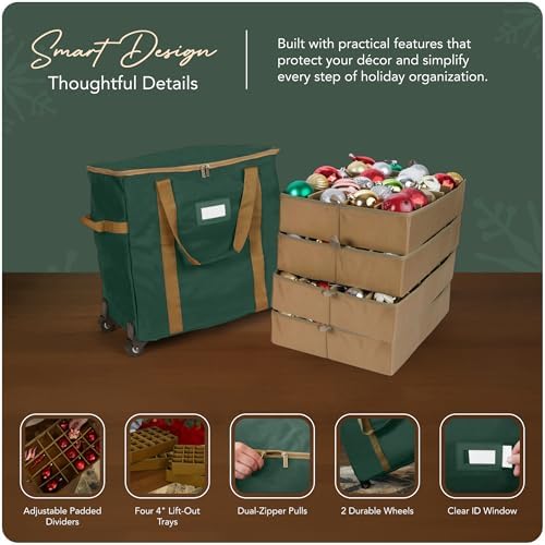 Covermates Rolling Adjustable Ornament Storage Bag, 19.25"W x 13"D x 18.5"H - Image 4