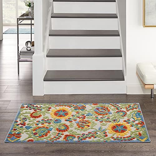 Nourison Home Aloha Ivory Multicolor 2'8" x 4' Area Rug - Easy Clean, Non Shedding, Bed Room, Living Room, Dining Room, Kitchen (3' x 4') - Image 4