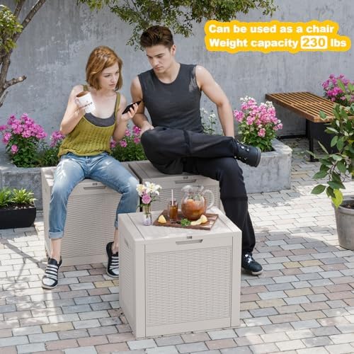 Vixzen 31 Gallon Deck Boxes Outdoor Waterproof, Resin Lockable Storage Box for Patio Cushions Storage Furniture, Garden Tools, Pool Supplies, Weatherproof and UV Resistant (Grey, 31 Gallon) - Image 4