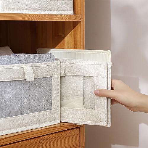 Linen Closet Organizers And Storage, 12 Pack Closet Storage Bins Linen Closet Baskets for Closet Organization Foldable Closet Organizer Bins with Clear Window For Organizing Clothing, Jeans, Shelves - Image 5