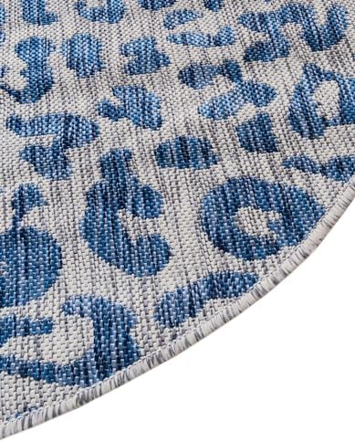 Unique Loom Outdoor Safari Collection Area Rug - Leopard (7' 10" Round Blue/Gray) - Image 6