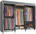 VIPEK V5C Portable Closet Wardrobe Bedroom Armoires Heavy Duty Covered Clothing Rack, Black Metal with Grey Oxford Fabric Cover, Adjustable Custom, 68.9" Lx15.7 Wx76.4 H by VIPEK