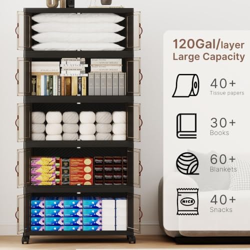 480QT Extra Large Stackable Storage Bins with Lids & Wheels & Door, - Image 3