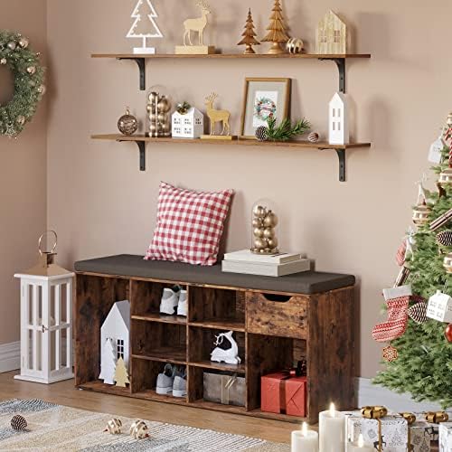 DINZI LVJ Long Wall Shelves, 47.3Inch Wooden Wall Mounted Shelves, Set of 4 - Image 6