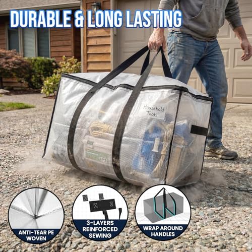 TAILI 12 Pack Clear Extra Large Moving Bags,Storage Bag with Visible Window - Image 3