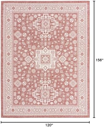 Rugs.com Outdoor Aztec Collection Rug – 10' x 13' Rust Red Flatweave Rug Perfect for Living Rooms, Large Dining Rooms, Open Floorplans - Image 2