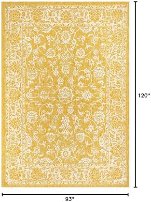JONATHAN Y Weave Floral Indoor Outdoor Area Rug 8X10 Yellow/Cream, Tela Bohemian Textured for Backyard, Patio, Porch, Easy-Cleaning, High Traffic, Pet-Friendly, Non-Shedding (SMB100E-8) - Image 2