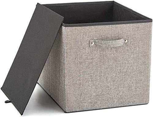 Foldable Storage Bin [set of 4] Fabric Organizer Container Cube Basket with Handles, 13 x 15 x 13 inch (Gray) - Image 5