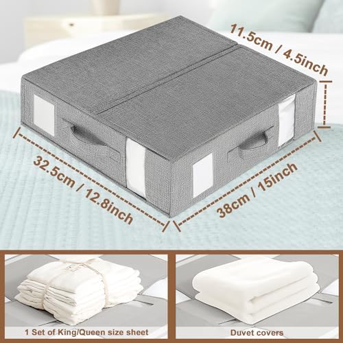 Bed Sheet Organiser Folding Storage,Bedding Storage Bags,4 Pack Bedding Box,Bedding Storage Box For Cover Bedding Closet Blankets Set Clothes Grey - Image 2