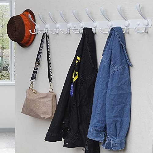 Dseap Coat Rack Wall Mount - 38” Long 10-Tri-Hooks Heavy Duty Coat Hanger Rail Wall Hooks for Hanging Coats Hats Clothing Clothes Purse Mudroom Entryway, White - Image 5
