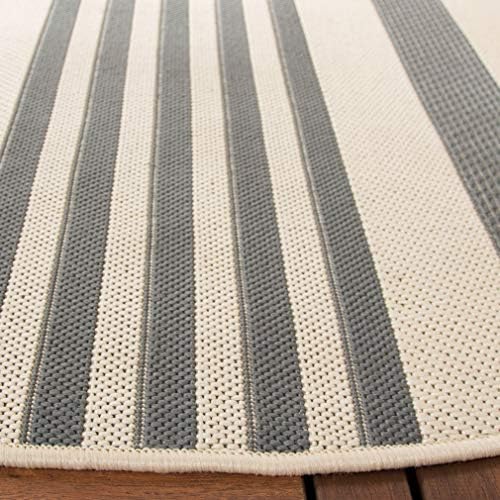 SAFAVIEH Courtyard Collection 7'10" Round Grey/Bone CY6062 Stripe Indoor/ Outside Waterproof Easy cleansingPatio Backyard Mudroom Area Mat - Image 3