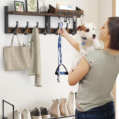 Evermagin 29" Coat Rack Wall Mount with Shelf for Entryway, Rustic Brown - Image 5