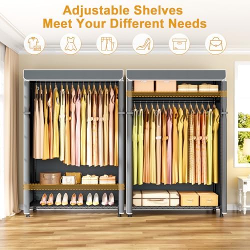 ULIFHOME H5C Plus Clothes Rack with Cover, Covered Clothing Rack Heavy Duty - Image 4