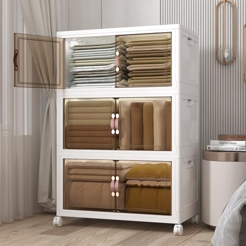 UAMFURI 504QT Stackable Storage Bins with Lids, Doors & Wheels by UAMFURIDirect