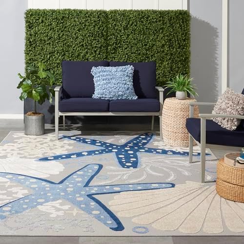 Nourison Home Aloha Blue Grey 12' x 15' Area Rug - Easy Clean, Non Shedding, Bed Room, Living Room, Dining Room, Kitchen (12' x 15') - Image 3