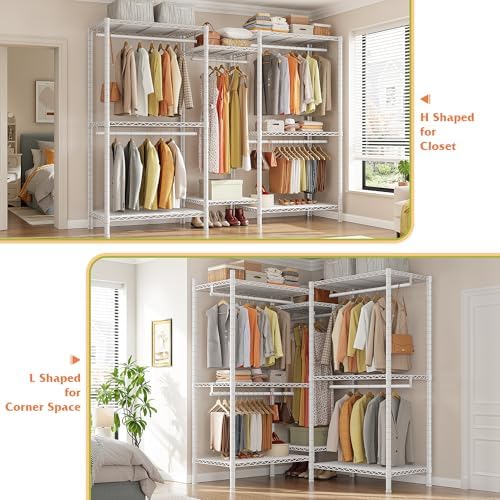 Raybee Clothes Rack, L Shaped Portable Closets for Hanging Clothes, 900LBS - Image 3