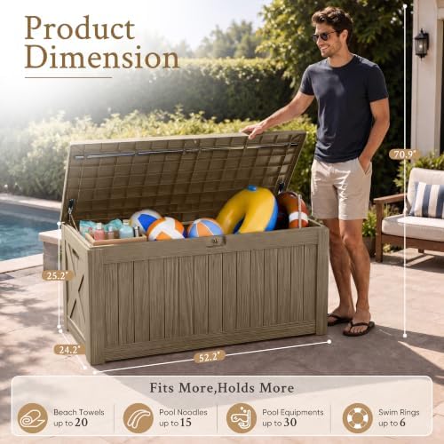 Devoko 120 Gallon Deck Box Resin Outdoor Storage Box Waterproof - Image 4