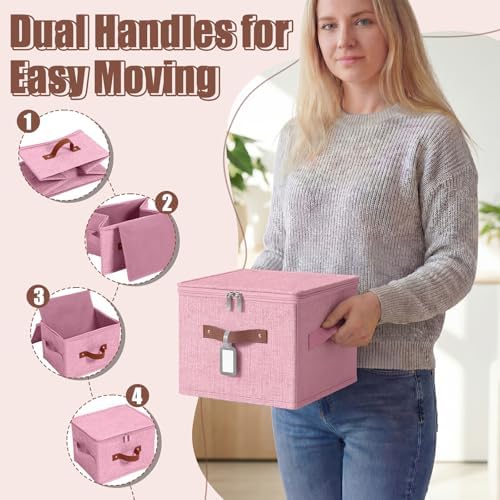 6 Pack Fabric Closet Storage Bins with Lids, 10×8×7 in, Pink - Image 4