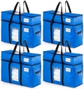 TAILI 2 Tier Moving Bags,4 Blue Silver Storage Bags with Visible Window by TAILI