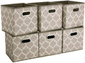 Storage Cubes Bins Fabric 13x13 Inch Brown Storage Boxes Foldable Storage Baskets Printed Cloth Collasible Storage Inserts Cube for Organizing ,QY-SC01-6 by HSDT