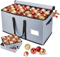 Christmas Ornament Storage Box, Ornament Storage Organizer Fits 128 of 3 inch Ornament Balls, 8 Removable Tray Ornaments Storage Containers with Dividers to Store Xmas Holiday Decor(Grey) by Brosyda