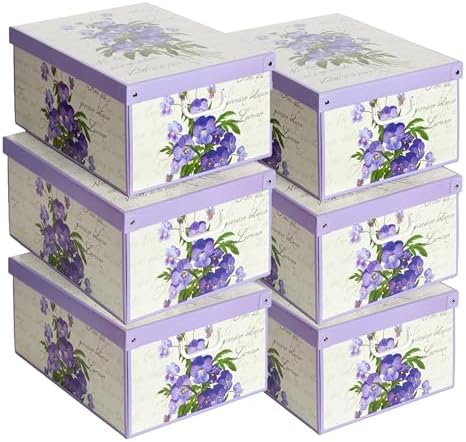 Lavatelli – Set of 6 Violet Scented Decorative Wardrobe Organiser Boxes by Lavatelli
