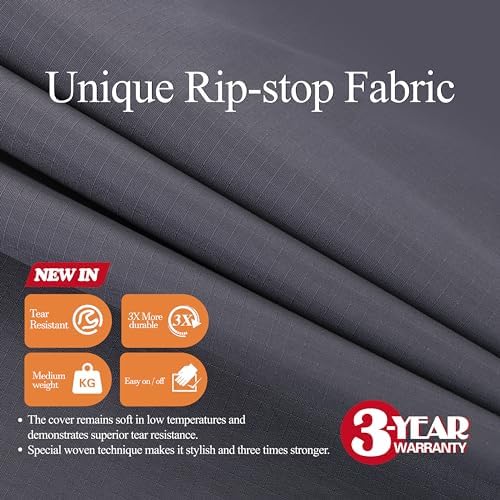 WJ-X3 Ripstop Patio Furniture Cover, 96" D x 31" H, Grey - Image 2