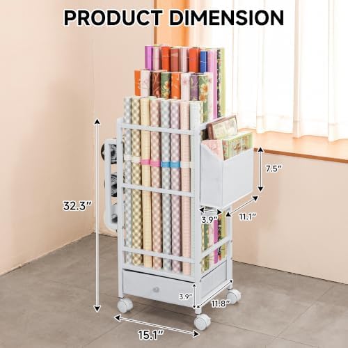 Aquzee Wrapping Paper Storage, Wrapping Paper Cart with Drawer - Image 2