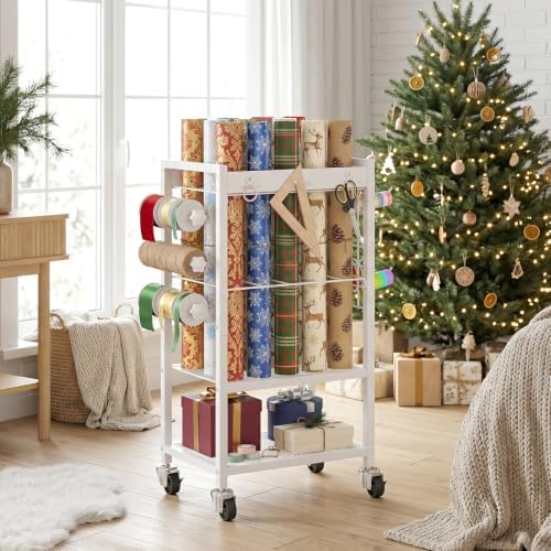 HOOBRO Wrapping Paper Storage Cart, Rolling Craft Storage Cart with Wheels - Image 3
