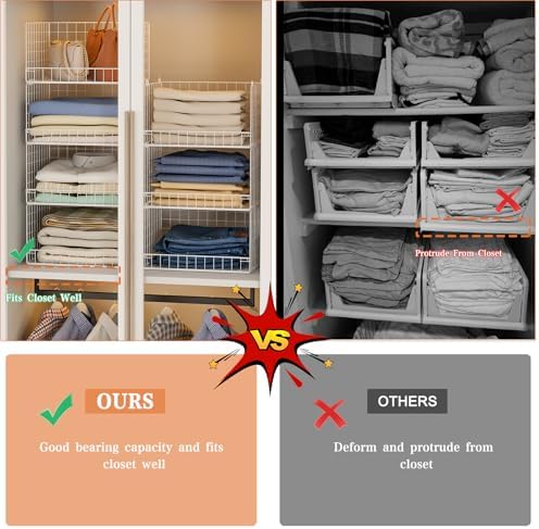 Yociyoga 7-Tier Stackable Closet Organizers and Storage Shelves, Foldable Closet Shelf Organizer System, Stackable Storage Bins Drawers for Closet Organizer System, White（Patent No. 30022416） - Image 6