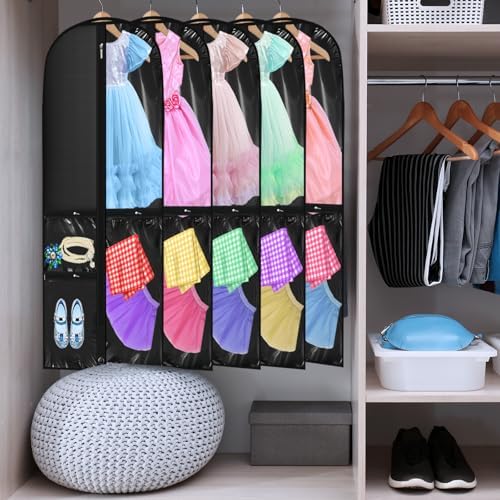 Geelin 14 Pcs Garment Bags for Dance PVC Clear, Black - Image 6
