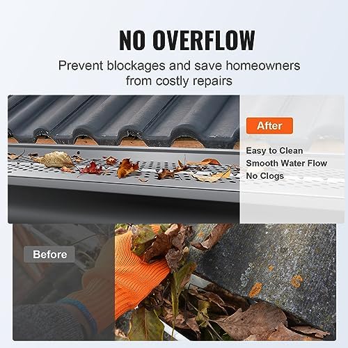 VEVOR Gutter Guard, 5 inch Width, Aluminum Leaf Filter DIY Gutter Cover, 13 PCS 52 ft Total Length, 0.157'' Hole Diameter & 0.02'' Thick Fits Any Roof or Gutter Type - Image 6